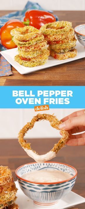 Oven Fries, Bell Pepper Recipes, Fries In The Oven, Peppers Recipes, Veggie Dishes, Onion Rings, Bell Pepper, Vegetable Dishes, Stuffed Green Peppers