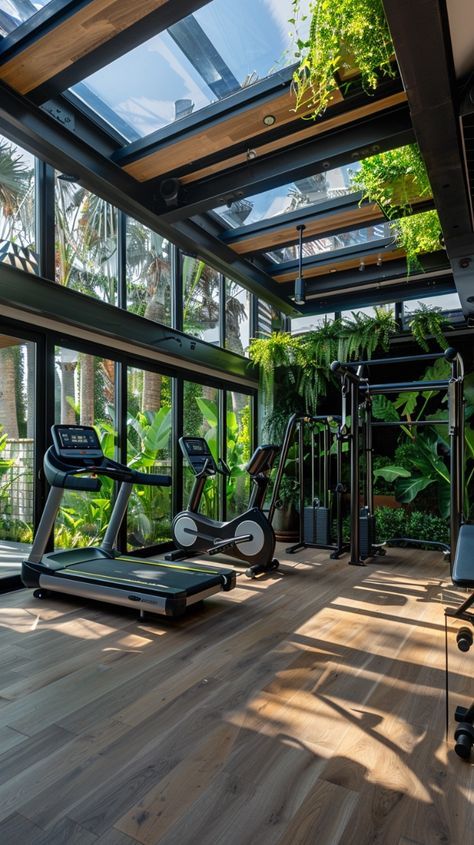 Gym Designs For Home, Gym Layout Design, Modern Gym Interior Design, Pilates Relaxation, Home Gym Interior Design, Home Gym Interior, Penthouse Gym, Home Gym Design Luxury, Outdoor Home Gym