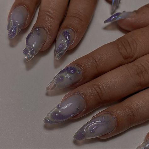 3d Drip Nails, Nails Wet Look, Teardrop Nails, Ripple Nails, Water Acrylic Nails, Nails With Water Drops, Water Drop Nails Acrylic, Water Ripple Nails, Water Drip Nails