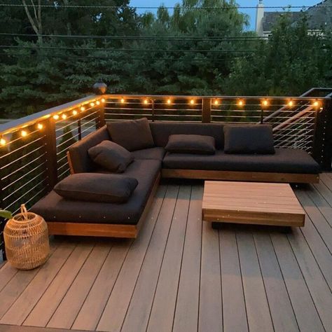 Create a warm place in the outside of the house with outdoor sectional Low Patio Furniture, Outdoor Furniture Without Cushions, Modern Porch Furniture, Article Outdoor Furniture, Homemade Patio Furniture, Gray Outdoor Patio Furniture, Outdoor Sectional Diy, Backyard Sectional, Deck Sectional