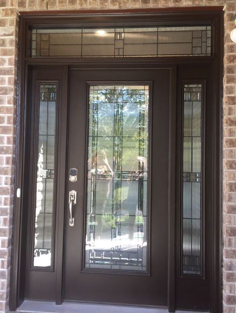 Full Glass Front Door, Craftsman Doors, Front Door Images, Patio Door Coverings, Front Door Door, Entry Door With Sidelights, Wooden Screen Door, Traditional Front Doors, Front Door Styles