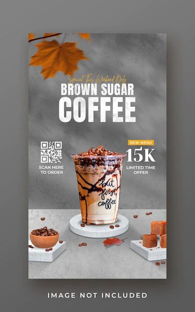 Premium PSD | Coffee shop drink menu promotion social media instagram story banner template Coffee Sale Poster, Social Media Coffee Shop, Coffee Promotion, Coffee Marketing, Coffee Project, Publication Facebook, Fashion Sale Banner, Pumpkin Drinks, Beverage Poster