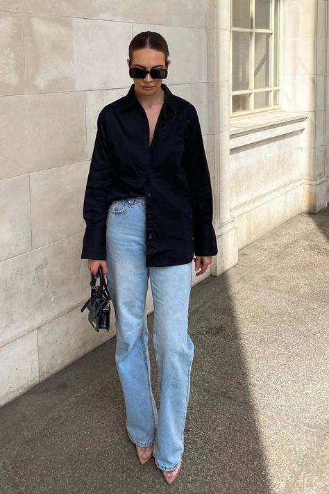 Black Shirt Outfits, Mom Outfits Spring, Casual Chic Outfits, Looks Jeans, Look Jean, Outfit Jeans, Looks Street Style, Stylish Work Outfits, Casual Chic Outfit