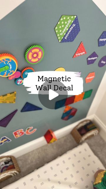 Melissa Kate on Instagram: "Comment PLAY for a discount code and link! 🎉   This multifunctional wall decal from @modimodu.official has been the perfect addition to the playroom 😍 It takes up no space and makes the wall usable. It’s easy to install (took me 5 minutes) and can be used as a magnetic or dry erase board. Pretty and practical! 🙌 Make sure you're following to receive the link. ❤️ . . . . . #stem #toddlerplay #toddleractivities #playroomideas #kidsactivities #asmr #viral #toyideas #giftideas #toddler #kidsactivities #smallbusiness #momhack #playroomhacks #indooractivities #playroommakeover #playroomdesign #playroomorganization #playroomgoals  #magnetwall #verticalplay #montessori #modimodu #magnatiles #tokimats #magneticplay #playroominspo #playroominspiration #preschoolplay #p Magnatiles Wall, Magnet Wall Ideas, Magnetic Board For Playroom, Magnetic Wall Ideas, How To Make Magnetic Board, Magnetic Wall Playroom, Magnetic Playroom Board, Magnetic Wall For Kids, Magnet Wall Toys