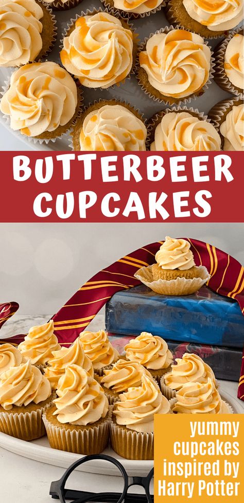 Butterbeer Cake Recipe, Butterbeer Harry Potter, Butterbeer Cake, Homemade Butterbeer, Butterbeer Cupcakes, Party Harry Potter, Harry Potter Butterbeer, Harry Potter Desserts, Harry Potter Snacks