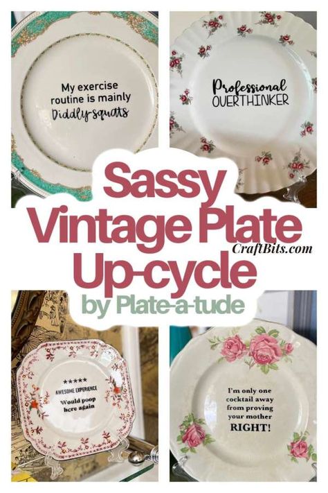 Old China Craft Ideas, Old Dishes Repurpose, Vintage Plate Repurpose, Things To Do With Old Plates, Upcycle Old Plates, Vintage China Crafts, China Plate Crafts, Old Plates Crafts Diy Projects, Old Dishes Crafts Diy Projects