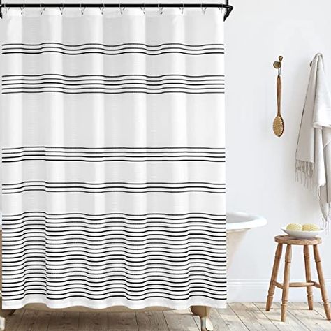 Amazon.com: JINCHAN Black and White Shower Curtain Fabric Shower Curtain for Bathroom Modern Black Striped Shower Curtain Summer Water Repellent in Bath 70x72 inches Long Shower Curtains Set with Curtain Hooks : Home & Kitchen Striped Shower Curtain, Black And White Shower Curtain, Extra Long Shower Curtain, Farmhouse Shower Curtain, Long Shower Curtains, Farmhouse Shower, Boho Shower Curtain, Bathroom Modern, Striped Shower Curtains