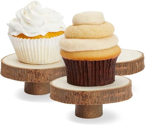 Amazon.com: 6 Pack Natural Wood Slice Cake Stand for Appetizers, Individual Mini Cupcake Holders, Rustic Style Cupcake Stand (3.5 x 1.5 in) : Home & Kitchen Wood Slice Cake Stand, Dessert Table Party, Mini Cupcake Stand, Wooden Cupcake Stands, Rustic Cupcake Stands, Rustic Cupcakes, Cupcake Holders, Cupcake Display Stand, Slice Cake