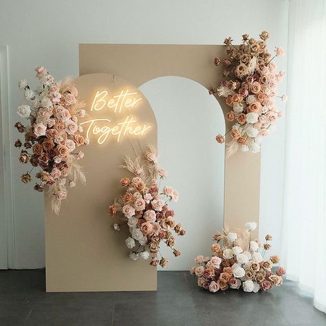 Floral Arch Backdrop, Engagement Party Backdrop, Bohemian Party Decorations, Coin Photo, Floral Arch Wedding, Bridal Shower Backdrop, Simple Birthday Decorations, Photo Backdrop Wedding, Floral Balloons