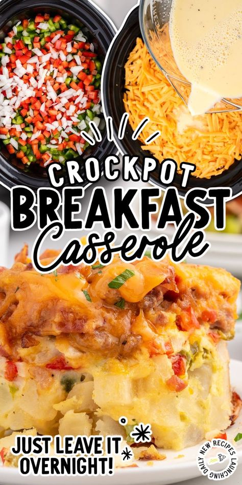 Crockpot Breakfast Casserole Crockpot Mexican Breakfast Casserole, Overnight Crockpot Breakfast Casserole With Hashbrowns, Gluten Free Breakfast Crockpot Recipes, Crockpot Egg Bake Overnight, Breakfast In Crockpot, Crockpot Breakfast Recipes Overnight, Crockpot Recipes Breakfast, Crockpot Breakfast Casserole Overnight, Crockpot Brunch Recipes