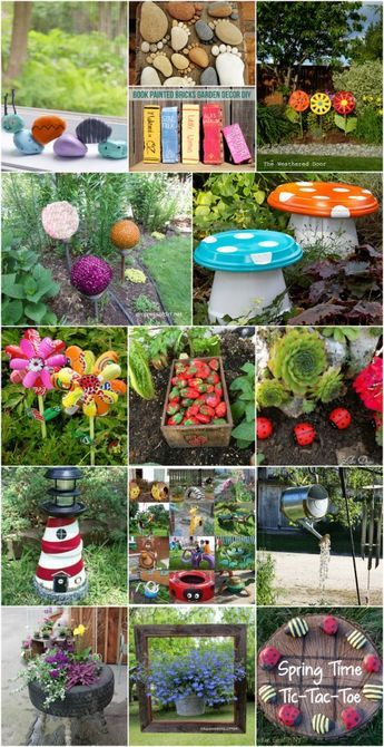 30 Adorable Garden Decorations To Add Whimsical Style To Your Lawn - Probably the cutest backyard and garden decorations. via @vanessacrafting Diy Yard Decor, Homemade Garden Decorations, Garden Wallpaper, Diy Outdoor Decor, Diy Yard, Fairy Garden Diy, Unique Gardens, Garden Decorations, Whimsical Garden