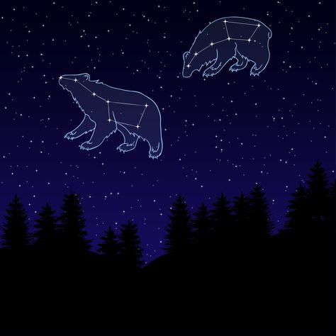 Ursa Major Ursa Minor, Painted Name Signs, Ursa Major Constellation, Sky Chart, Ursa Minor, Mythological Characters, Ursa Major, Big Dipper, Facts For Kids