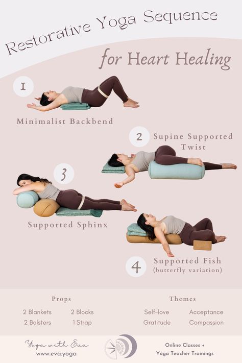 After Dinner Yoga, Prenatal Yin Yoga, Yin Yoga Poses With Props, Restorative Yoga Poses With Props, Yoga Restorative Sequence, Prenatal Restorative Yoga, Restorative Yoga With Props, Restore Yoga Sequence, Restorative Yoga Benefits