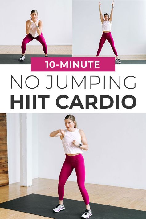 No equipment, and no jumping -- this 10-Minute Beginner Cardio Workout at home is for all fitness levels! Whether you're a fitness beginner, pregnant, postpartum, recovering from an injury or just looking for a low impact way to raise your heart rate. Follow along as I coach you through five cardio exercises, tabata-style. Apartment Workout, 10 Minute Cardio Workout, Cardio Workout Video, Beginner Cardio Workout, Beginners Cardio, Low Impact Cardio Workout, Hiit Workouts For Beginners, Girl Workout, Cardio Exercises