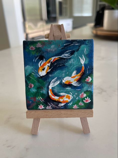 Painting Fish, Mini Oil Painting, Small Canvas Paintings, Still Lifes, Canvas Painting Designs, Painting Flower, Art Painting Gallery, Canvas Painting Diy, Textured Painting