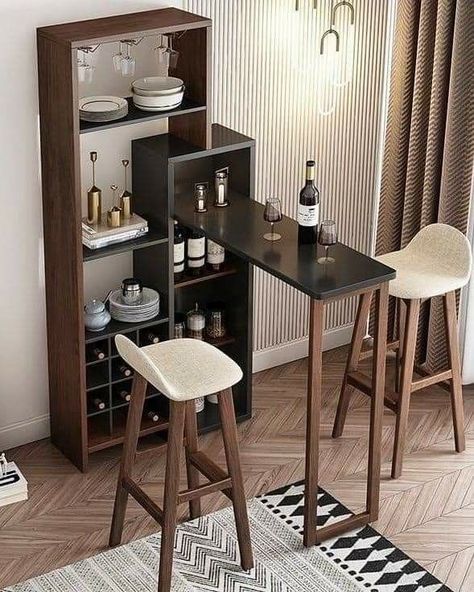 #furniture #homeinterior #homedecorideas #homeinspiration #architecture #homestyling #livingroom #homedecorating #homeinspo #vintage #inspiration #luxury #instahome #livingroomdecor #dekorasirumah Small Bar Ideas, Small Bar Table, Bar Table Design, Mini Bar At Home, Home Bar Table, Small Bars For Home, Home Bar Counter, Kitchen Bar Design, Modern Minimalist Kitchen