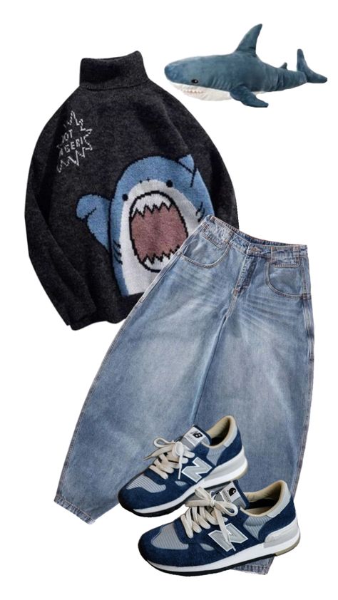 Cute Y2k Outfits, Shark Clothes, Shark Girl, Silly Clothes, Alt Outfits, Y2k Outfits, Cool Fits, Edgy Outfits, Grunge Outfits