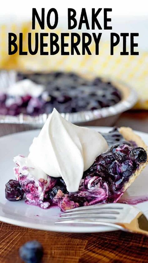 Blueberry Pie Recipe Frozen Blueberries, No Bake Blueberry Pie With Graham Cracker Crust, One Crust Blueberry Pie, Blueberry Pie With Graham Cracker Crust, Pie Using Graham Cracker Crust, Blueberry Pie Graham Cracker Crust, Easy Blueberry Desserts Simple, Blueberry Pie No Bake, No Bake Pies With Graham Cracker Crust