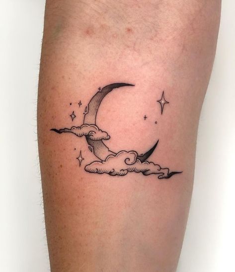 Cloudy Moon, Cage Tattoo, Valkyrie Tattoo, Tattoo Linework, Small Moon Tattoos, Mystical Tattoos, Letter Tattoo, Vegan Tattoo, Star Tattoo Designs