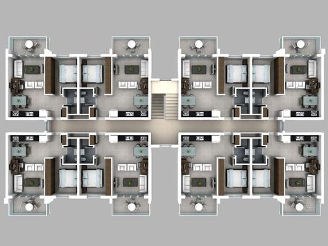 1 Bedroom Apartment Floor Plan Modern, Residential Apartment Architecture Plan, Studio Apartment Building Design, 2 Bedroom Plans Apartment, 10 Apartment Building Plan, 8 Apartments Building Plan, Apartment Layout Exterior, Studio Apartment Plans Layout, Apartment Parking Design