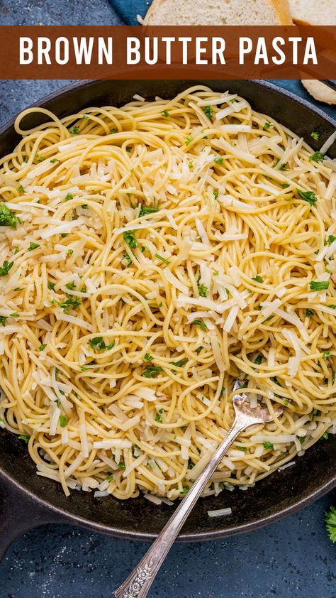 Brown Butter Spaghetti, Parmesean Pasta, Brown Butter Pasta, Butter Spaghetti, Brown Pasta, Buttered Noodles Recipe, Butter Sauce For Pasta, Crockpot Chicken And Gravy, Make Brown