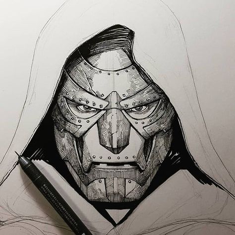 repost from @adigranov .  Ink  #drdoom #marvel #adigranov #art Doctor Doom Sketch, Dr Doom Comic Art, Doctor Doom Drawing, Dr Doom Sketch, Dr Doom Drawing, Dr Doom Art, Doom Tattoo, Doctor Doom Art, Doctor Doom Marvel