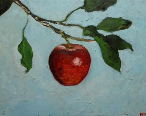 ... Paintings Of Apples, Oil Painting Apple, How To Paint An Apple, Apple Paintings, Apple Tree Painting, Apple Oil Painting, Painting Apple, Apple Plant, Painted Apple