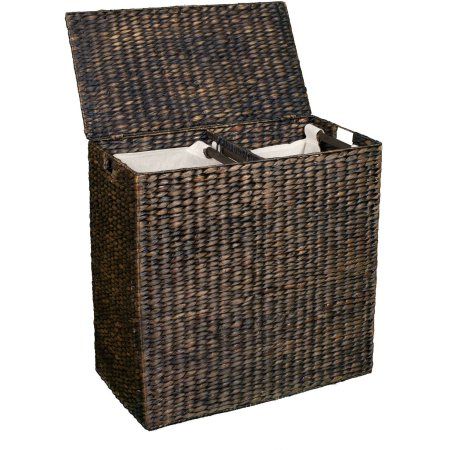 BirdRock Home Water Hyacinth Hamper, Natural, Brown Dirty Laundry Organization, Divided Laundry Hamper, Double Laundry, Wicker Laundry Hamper, Hamper With Lid, Double Laundry Hamper, Woven Laundry Basket, Laundry Basket With Lid, Laundry Hamper With Lid