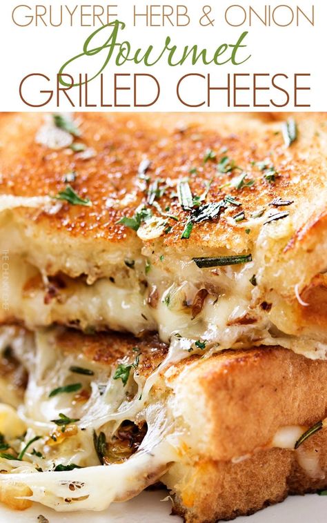 Ultimate Grilled Cheese | Gooey Gruyere and white cheddar cheese, savory rosemary butter, and herbed caramelized onions... need I say more? | http://thechunkychef.com Sandwich Alternatives, Fancy Grilled Cheese, Ultimate Grilled Cheese, Grill Sandwich, Gourmet Grilled Cheese, Deli Sandwiches, Grilled Cheese Recipes, White Cheddar Cheese, Grilled Sandwich