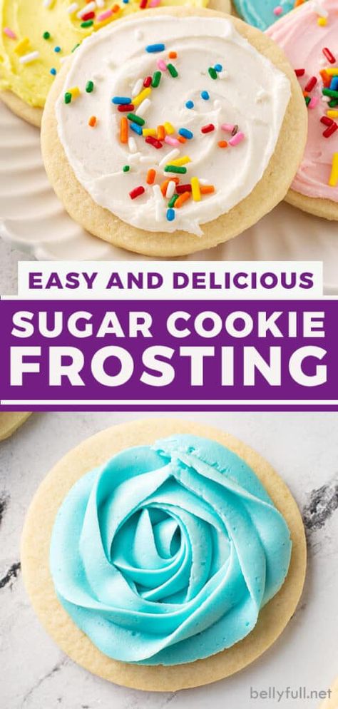 Cutout Sugar Cookie Icing Recipe, Easy Homemade Frosting For Sugar Cookies, Cookie Frosting Recipe Buttercream, Frosting For Cookies Easy, Hardening Buttercream For Cookies, Frosting For Cookies That Hardens, Sugar Cooking Frosting, Frosting For Cookie Decorating, Best Buttercream Frosting For Cookies