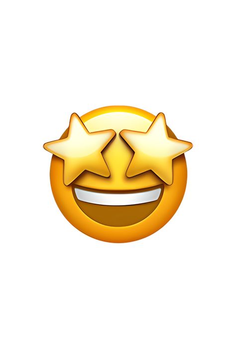 The 🤩 Star-Struck emoji depicts a yellow face with a wide-open mouth and raised eyebrows. The eyes are replaced with stars, and there is a small smile on the face. The overall expression is one of excitement and awe, as if the person is star-struck by something amazing. The emoji is often used to express admiration, excitement, or amazement. Star Emoticon, Excited Emoji, Emoji Templates, Phone Emoji, Emoji Stickers Iphone, Ios Emoji, Star Emoji, Emoji Clipart, Emoticon Faces