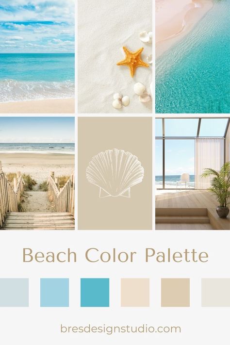 Couleur Feng Shui, Beach Color Palette, Aqua Color Palette, Beach Color Palettes, Business Office Decor, Beautiful Color Palettes, Soothing Color Palette, Beach House Interior Design, Coastal Colors