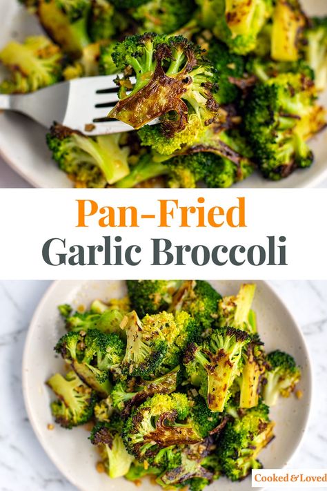 Pan-Fried Broccoli With Garlic Recipe Pan Fried Veggies Recipes, Oven Fried Broccoli, Green Vegetable Recipes Side Dishes, Pan Fried Broccoli Recipes, Easy Meals With Broccoli, Pan Fry Broccoli, Side Broccoli Recipes, Pan Seared Broccoli, Pan Broccoli Recipes