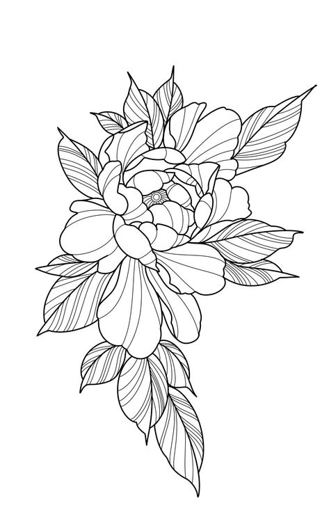 #CoolTattoos #TattooArt #InkMaster #TattooDesigns #InkedUp #TattooLovers #InkInspiration #TattooIdeas #CreativeInk #TattooStyle Peony Tattoo Stencil, Blackwork Peony, Peony Stencil, Peony Drawing, Chest Tattoo Ideas, Flower Stencils, Peony Tattoo, Armband Tattoos, Flash Tattoo Designs