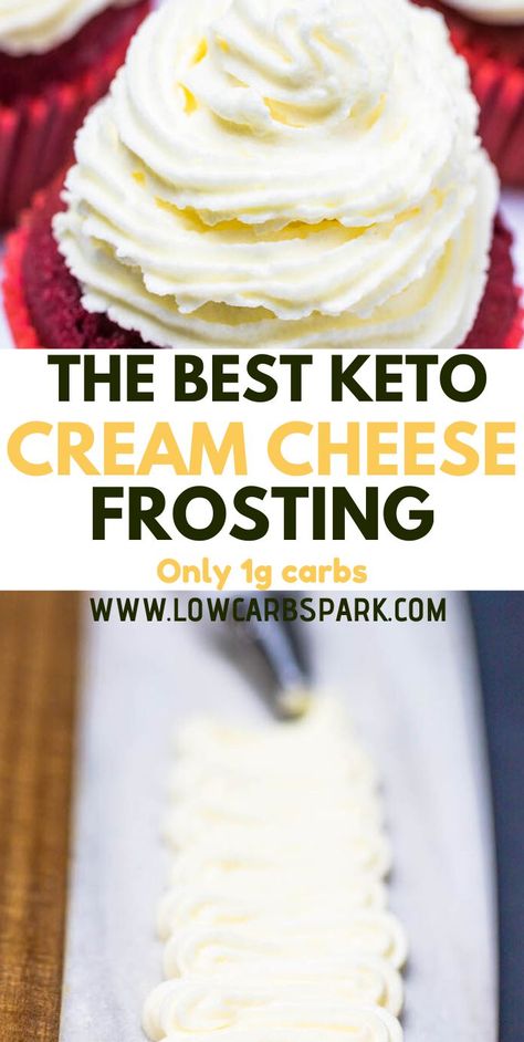 Cream Cheese Frosting Without Powdered, Keto Cream Cheese Frosting, Frosting Without Powdered Sugar, Dolce Poche Calorie, Keto Cream Cheese, Cheese Frosting Recipe, Desayuno Keto, Keto Cream, Postre Keto