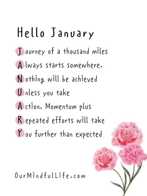 Hello January - January quotes and sayings January Quotes, New Month Quotes, Calendar Quotes, Our Mindful Life, Month Quotes, Hello January, Monthly Quotes, Year Quotes, Quotes About New Year