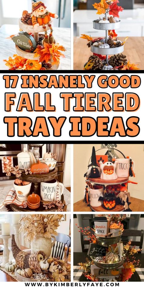 Good Tiered Tray Ideas For This Fall November Tiered Tray Decor, Thanksgiving 3 Tier Tray Decor, 2 Tier Serving Tray Decor, 2 Tier Fall Decor Tray, Tired Trays For Fall, Seasonal Tiered Tray Decor, 3 Tier Fall Stand Decor, Fall Teir Trays Decor Diy, Tired Tray Ideas