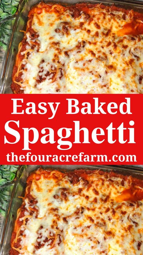 Oven Baked Pastas, Baked Spaghetti With Leftover Spaghetti, Bakes Spaghetti Recipes, Baked Spagetti Recipe, Baked Spaghetti Recipe Easy, Baked Soaghetti, Easy Spaghetti Bake, Southern Baked Spaghetti, Baked Spaghetti With Cream Cheese