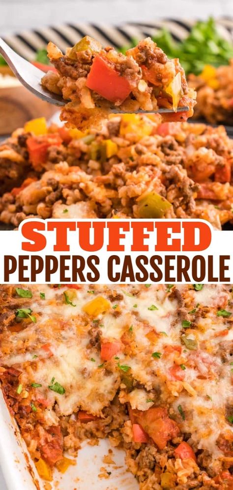 Simple Bell Pepper Recipes, Stuffed Pepper Casserole Dairy Free, Stuffed Green Peppers Casserole, Recipes To Use Up Bell Peppers, Stuff Bellpepper Recipes, One Dish Meals With Ground Beef, Tomatoes With Green Chilies Recipes, Stuffed Bell Peppers Instant Rice, Stuffed Peppers Tomato Soup