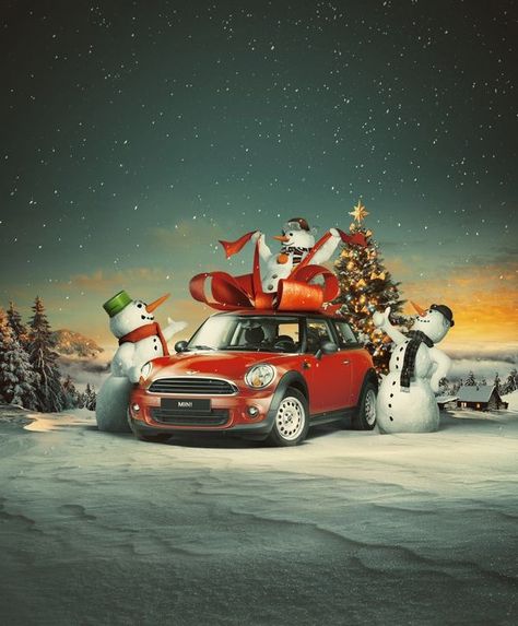 Christmas Car Ads, Christmas Key Visual, Winter Ads, Christmas Photo Editing, Folder Cover Design, Christmas Cars, Christmas Ads, Christmas Editing, Christmas Advertising