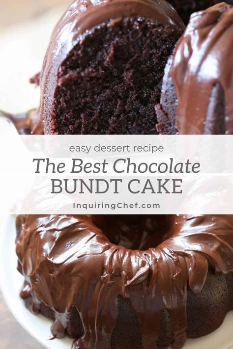 Best Chocolate Bundt Cake Recipe, Easy Chocolate Glaze, Best Chocolate Bundt Cake, Chocolate Bundt Cake Recipe, Chocolate Chip Bundt Cake, Amazing Chocolate Cake Recipe, Chocolate Bundt, Bundt Cake Recipe, Chocolate Bundt Cake