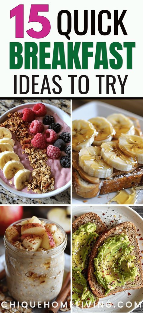 Struggling to find time for a nutritious breakfast? These 15 easy and healthy breakfast ideas are perfect for busy mornings! From make-ahead overnight oats and smoothies to quick avocado toast and egg muffins, these recipes are packed with nutrients and can be whipped up in minutes. Healthy Breakfast Oats Recipes, Fast And Easy Healthy Breakfast, Protein Meals For Breakfast, Healthy Breakfast Meal Plan, Quick To Go Breakfast Ideas, Simple Breakfast Ideas Vegetarian, Filling Easy Breakfast, Easy Balanced Breakfast, Light Breakfast Ideas Simple