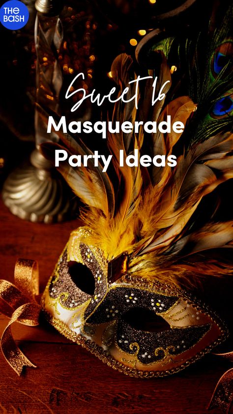 Masquerade parties add a touch of mystery and elegance to any event and have dominated party themes throughout history. 💃 So why not make it your Sweet 16 theme?! ✨ Click here for more ideas and inspo! 🎉 #thebash #Sweet16 #Sweet16theme #Sweet16ideas #Sweet16partyideas #sweet16partytheme #sweet16party #sweet16partyinspo #partyinpiration #partyideas #themedpartyideas #partythemeideas #masquerade #masqueradeparty #masqueradepartytheme #masqueradesweet16 #masqueradethemedparty #maskparty #mystery Ball Theme Sweet 16, Sweet Sixteen Masquerade Party Ideas, Mystery Mask Masquerade Party, 18th Birthday Masquerade Party, Masquerade Party Activities, Masquerade Games Ideas, Masquerade Dance Theme, Maskerade Party Ideas Masquerade Ball, November Sweet 16 Party Ideas