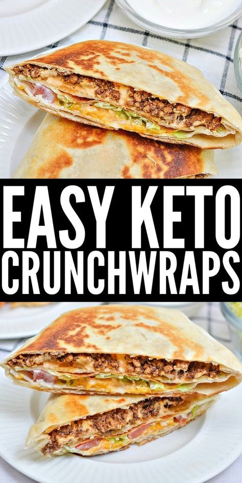 Easy Keto Crunchwraps - So crispy, so satisfying - keto crunchwraps are filled with ground beef, rich queso and only have 6 grams net carbs in each one. #keto #ketorecipes #ketodiet #Ketocrunchwraps #crunchwraps #tacobellcrunchwraps #crunchwrapsupreme #tacobellcopycat #groundbeef #dinnerideas #tacotuesday #food #recipes Keto Quiche, Keto Pancakes, Low Carb Diets, Makanan Diet, Keto Cooking, Keto Recipes Dinner, Low Carb Dinner, Healthy Smoothie, Low Carb Keto Recipes