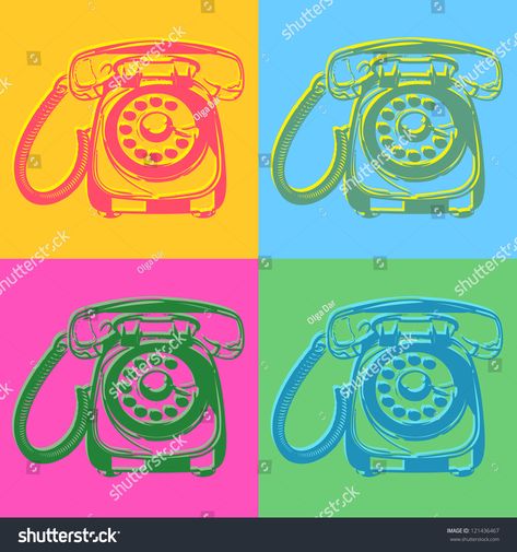 Pop art style retro phones #Ad , #sponsored, #art#Pop#style#phones