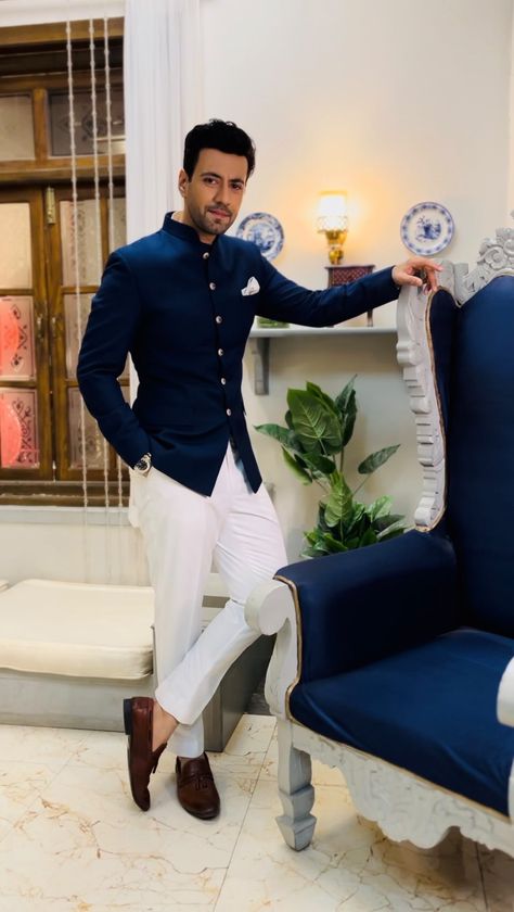 Mens Poses, Blue Tuxedo Wedding, Jodhpuri Suits For Men, Best Wedding Suits, Eastern Wear, Blue Tuxedo, Groom Dress Men, Wedding Dresses Men Indian, Gents Kurta Design