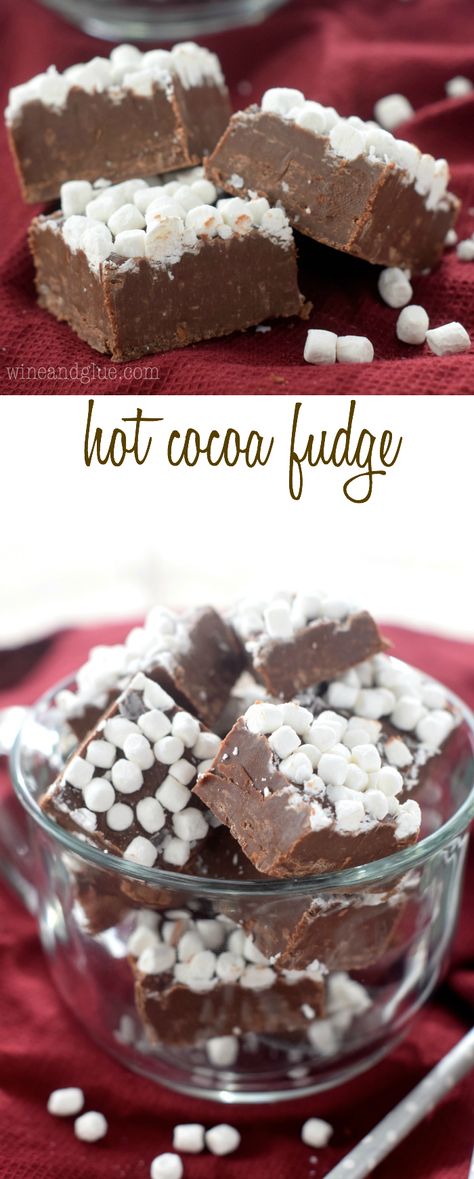 Hot Cocoa Fudge | Delicious easy FIVE ingredient fudge that tastes like hot cocoa! Cookie Mix Fudge, Hot Cocoa Fudge Recipe, Fudge For Christmas, S’mores Fudge, Crockpot Fudge Recipes, Easy Holiday Fudge, Christmas Fudge Recipes Holiday Gifts, Christmas Cookie Fudge, Holiday Fudge Recipes Christmas