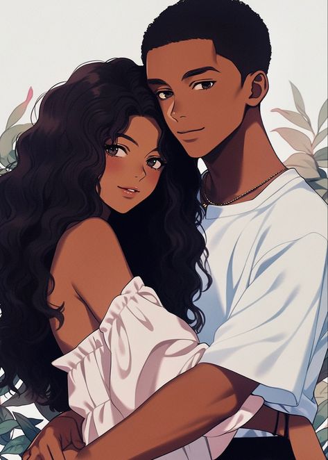 Art Black Love, Black Couple Art, Showing Love, Happy October, Black Cartoon Characters, Black Art Painting, Cute Couple Drawings, Black Anime Characters, Black Cartoon