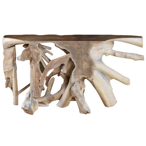 Cypress Root Console Table 70-71" - Occasional Tables - Furniture - Products | Handcrafted & Sustainable Furnishings Root Console Table, Teak Root Console, Trunk Furniture, Tree Root, Occasional Tables, Urban Rustic, Rustic Bedding, Chevron Design, Furniture Care