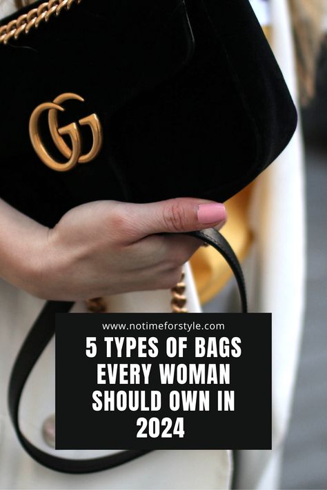 Elevate your fashion game in 2024 with our guide to the '5 Types of Bags Every Woman Should Own.' Discover must-have handbags for versatility and style. Stay chic and organized! #FashionTrends#HandbagEssentials#2024Style#WardrobeMustHaves#BagGoals#FashionInspiration#AccessorizeRight#EverydayElegance#VersatileBags#FashionistaTips Type Of Bags For Women, Designer Hobo Bags For Women, Ladies Handbags For Women, 2024 Bags Trends Women, Purses Every Woman Should Own, Classic Purse Styles, It Bags Classic, Bags Must Have, In Style Purses